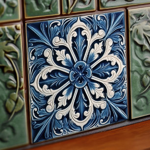 Indigo Azulejo Blue Portuguese Lisbon Decorative Ceramic Tile