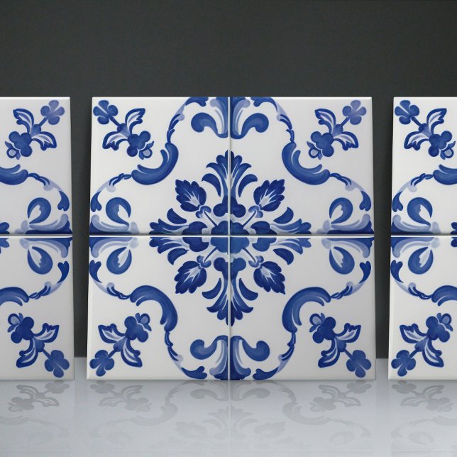 Indigo Azulejo Blue Portuguese Lisbon Decorative Ceramic Tile (Creator Uploaded)