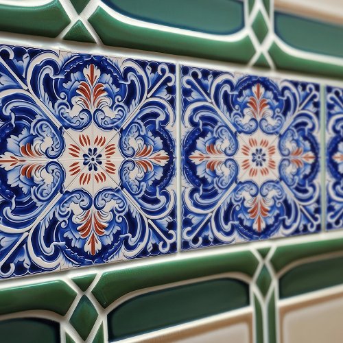 Indigo Azulejo Blue Portuguese Lisbon Duotone Ceramic Tile