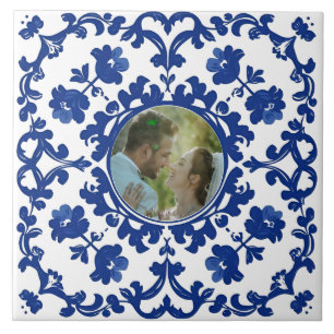 Indigo Azulejo Blue Portuguese Lisbon photo Ceramic Tile