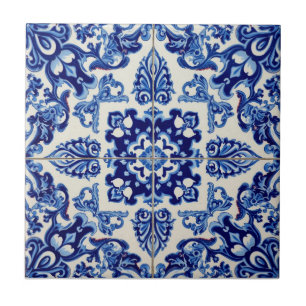 Indigo Azulejo Blue Portuguese Lisbon Talavera  Ceramic Tile