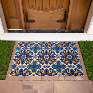 Indigo Azulejo Blue Portuguese Lisbon Talavera Doormat