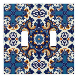 Indigo Azulejo Blue Portuguese Lisbon Talavera Light Switch Cover