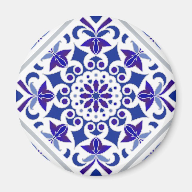 Indigo Azulejos Portuguese Blue and white tiles Magnet (Front)