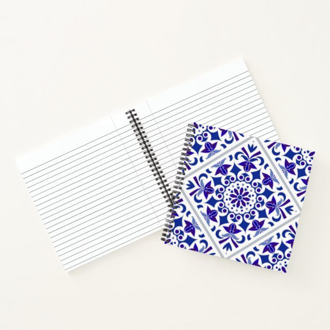 Indigo Azulejos Portuguese Blue and white tiles Notebook (Inside)