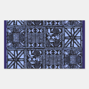 Indigo Batik Quilt - Blue Rectangular Sticker