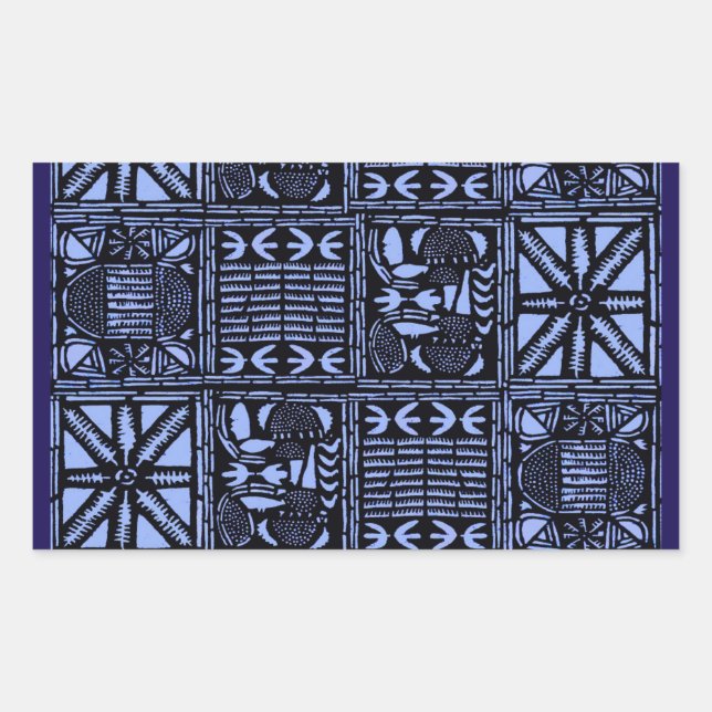 Indigo Batik Quilt - Blue Rectangular Sticker (Front)