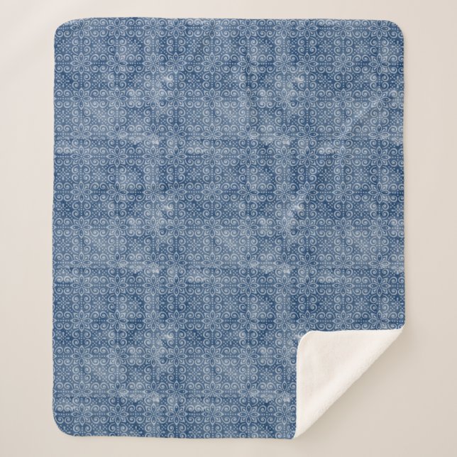 Indigo Batik Sherpa Blanket (Front)