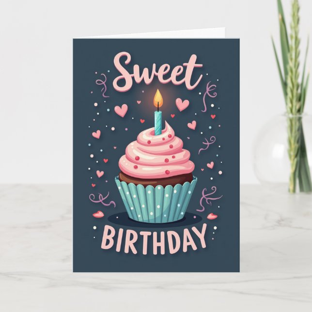 Indigo Birthday Candle Card (Front)
