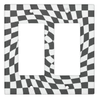 Indigo Black White Retro Warped Checks Checkered  