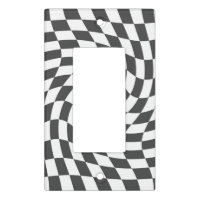 Indigo Black White Retro Warped Checks Checkered 