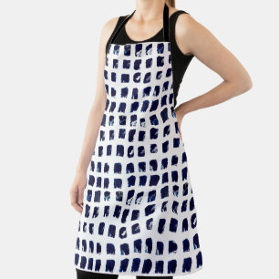 Indigo Block Print Fiber Art All-Over Print Apron