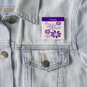 Indigo Bloom Doodle Your Name Button