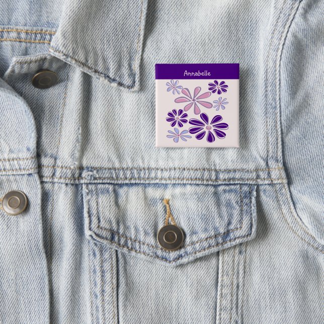 Indigo Bloom Doodle Your Name Button (In Situ)