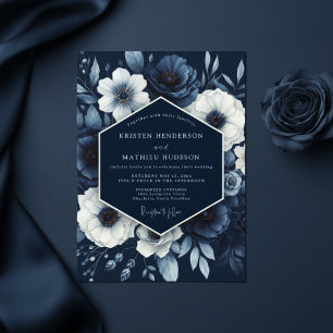 Indigo Bloom Whimsy Wedding Invitation