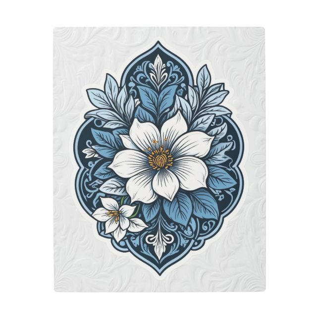 Indigo Blossom Metal Print (Front)