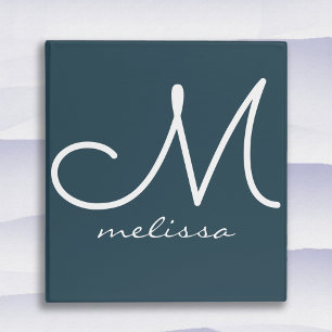 Indigo Blue 1" Paper Capacity Monogrammed 3 Ring Binder