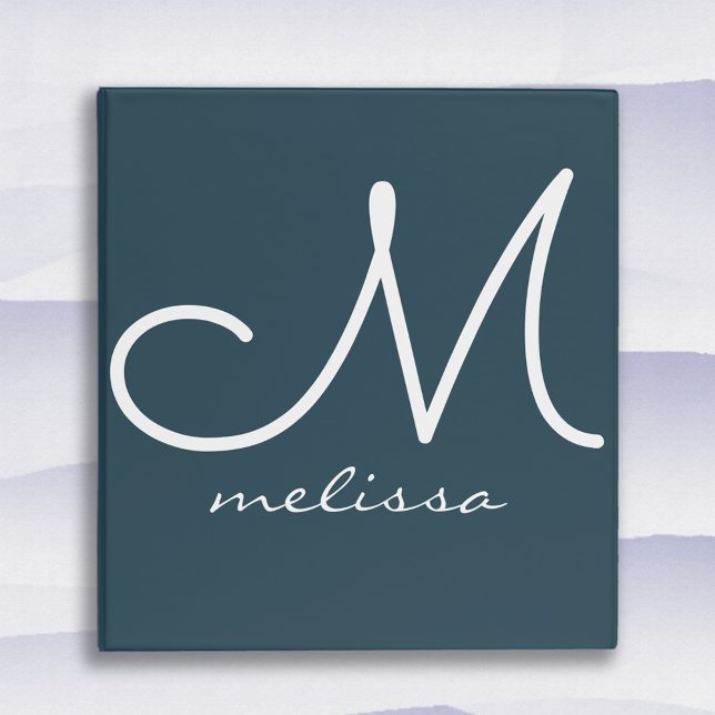 Indigo Blue 1" Paper Capacity Monogrammed 3 Ring Binder (Creator Uploaded)