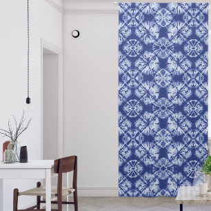 Indigo Blue Abstract Shibori Pattern Blackout Curtains