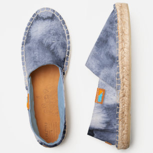Indigo Blue Abstract Watercolor Paint Espadrilles