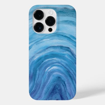 Indigo Blue Agate Ii Watercolor Pattern Case-mate Iphone 14 Pro Case by blueskywhimsy at Zazzle