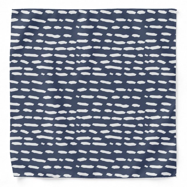 Indigo Blue and Grey Dash - Brushstroke - Bandana (Front)