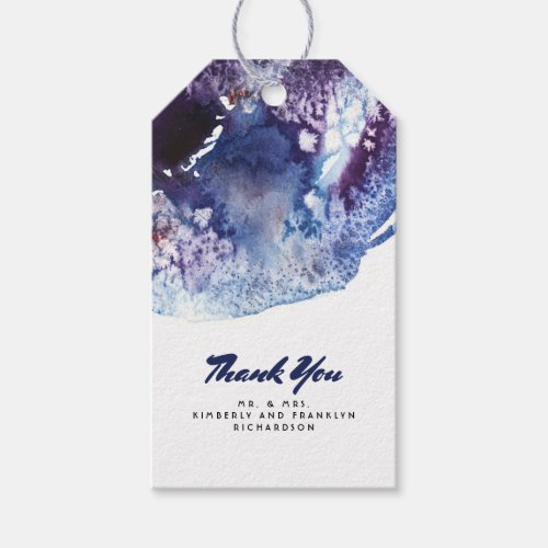 Indigo Blue and Purple Crystal Modern Watercolor Gift Tags - Wedding or modern party tags with watercolor crystals