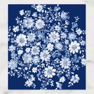 Indigo Blue and White Floral Envelope Liner