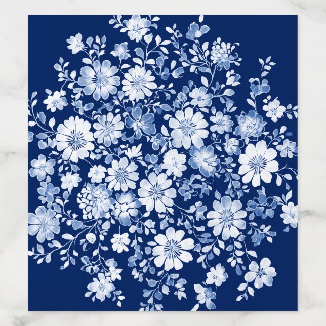 Indigo Blue and White Floral Envelope Liner (Design)