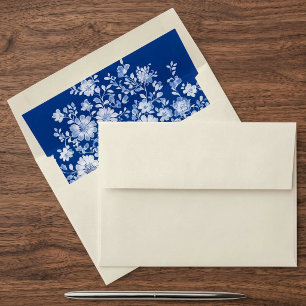 Indigo Blue and White Floral Envelope Liner