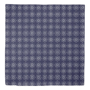 Indigo blue and white geometric shapes duvet cover