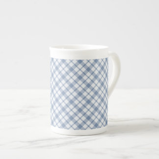 Indigo Blue and White Preppy Check Bone China Mug
