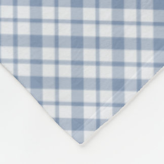 Indigo Blue and White Preppy Check Fleece Blanket