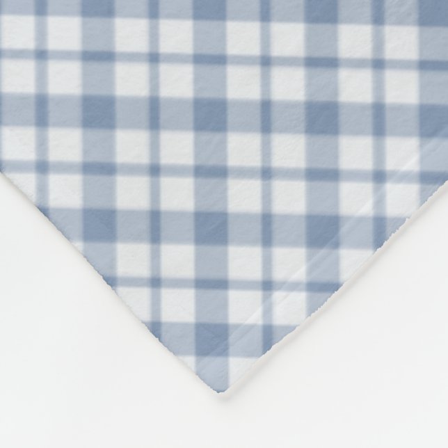 Indigo Blue and White Preppy Check Fleece Blanket (Corner)