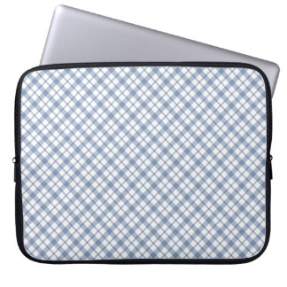 Indigo Blue and White Preppy Check Laptop Sleeve