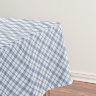 Indigo Blue and White Preppy Check Tablecloth