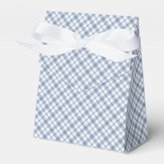 Indigo Blue and White Preppy Checks Tent Favor Box
