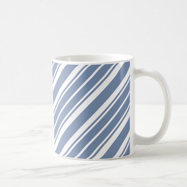 Indigo Blue and White Ticking Striped Coffee Mug (Right)