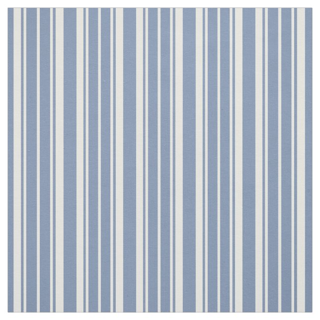 Indigo Blue and White Ticking Striped Fabric (Swatch)