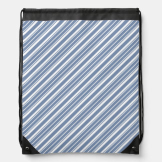 Indigo Blue and White Ticking Stripes Back Pack Drawstring Bag