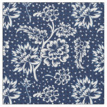Indigo Blue and White Vintage Floral Fabric