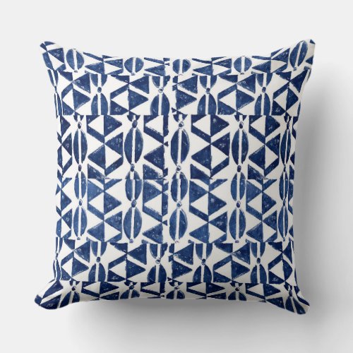 Indigo Blue Block Print Tribal Pillow