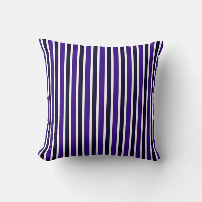Indigo, Blue Charcoal and white stripes Throw Pillow (Front)