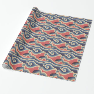 Indigo Blue Coral Japanese Wave Wrapping Paper