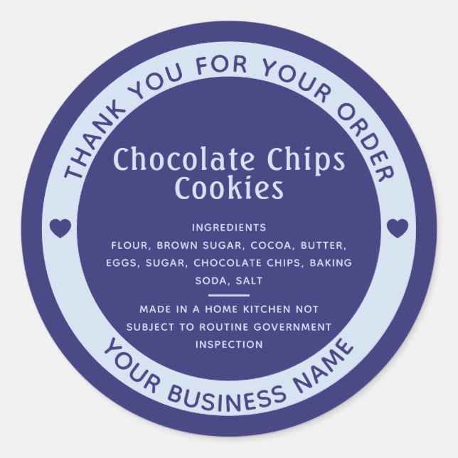 Indigo Blue Cottage Law Ingredient Baker Sticker (Front)