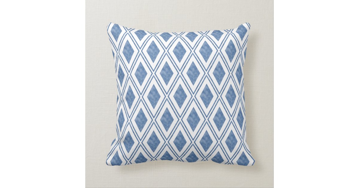 Indigo Blue Diamond Pattern Throw Pillow Zazzle.com