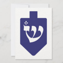 Indigo-Blue Dreidel for Hanukkah with Letter Shin