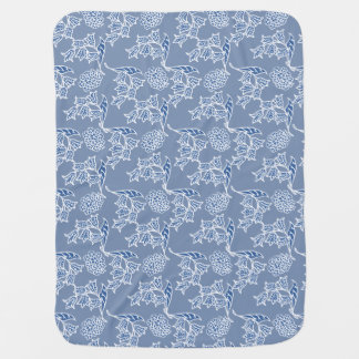 Indigo Blue Ethnic Floral Print Baby Blanket