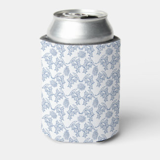 Indigo Blue Ethnic Floral Print Can Cooler