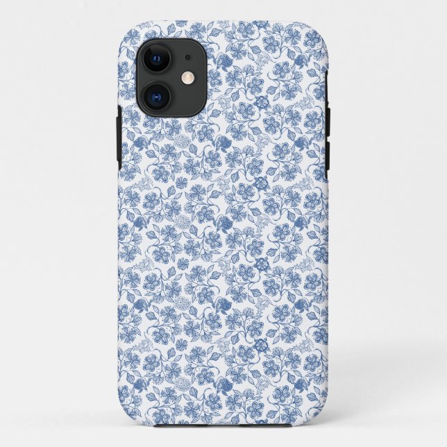 Indigo Blue Ethnic Floral Print iPhone 5/5s Case (Back)